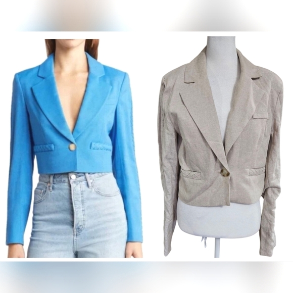 JASON WU Cropped Linen Blend Single Button Braided Detail Blazer/top. Size Small - Picture 1 of 16